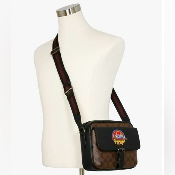 Unisex Coach Hudson Crossbody In Signature Canvas With Rainbow Patch - Picture 10 of 11